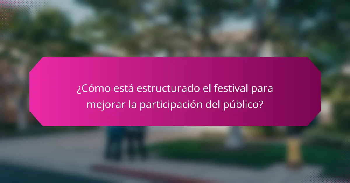 ¿Cómo está estructurado el festival para mejorar la participación del público?
