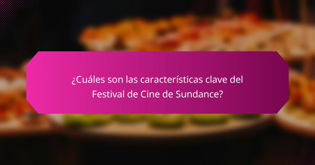 ¿Cuáles son las características clave del Festival de Cine de Sundance?
