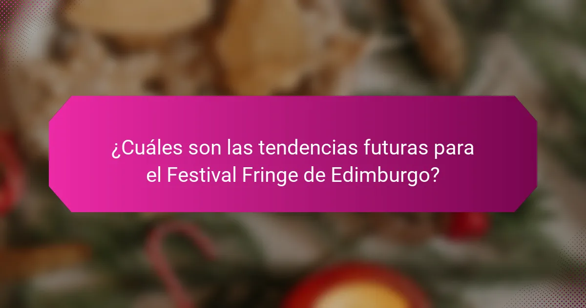 ¿Cuáles son las tendencias futuras para el Festival Fringe de Edimburgo?