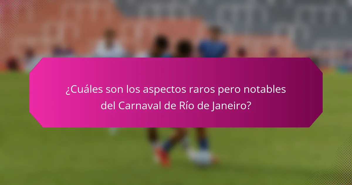 ¿Cuáles son los aspectos raros pero notables del Carnaval de Río de Janeiro?