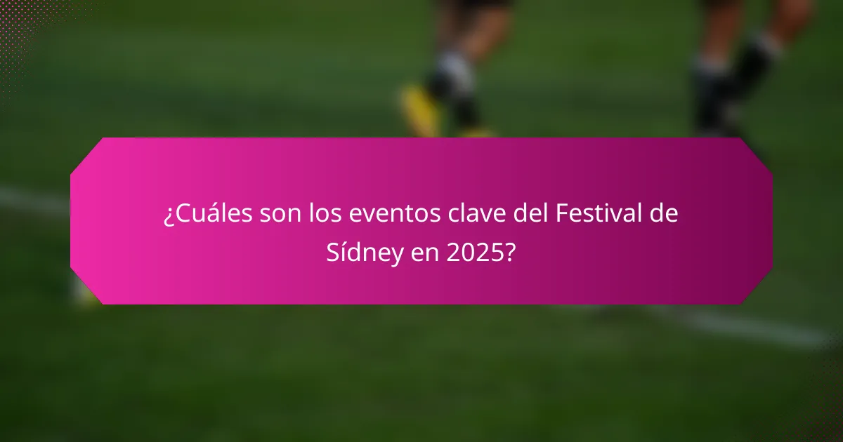 ¿Cuáles son los eventos clave del Festival de Sídney en 2025?