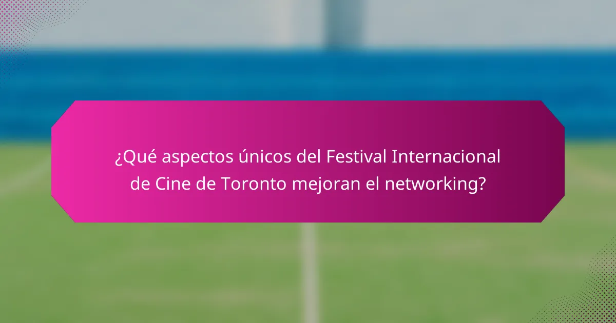 ¿Qué aspectos únicos del Festival Internacional de Cine de Toronto mejoran el networking?