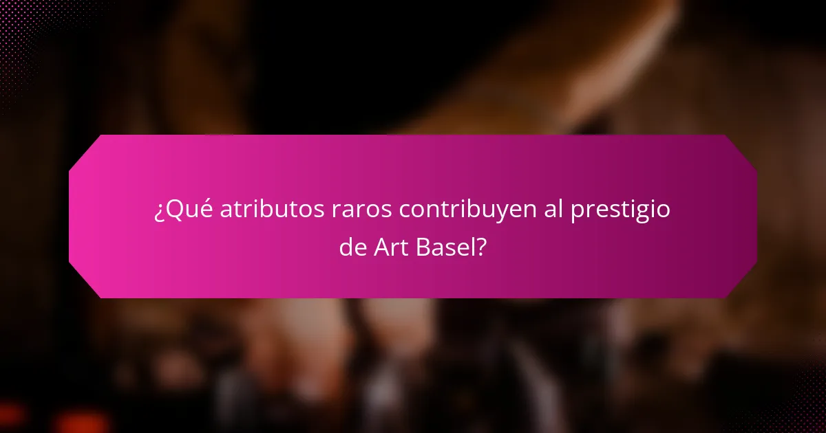 ¿Qué atributos raros contribuyen al prestigio de Art Basel?