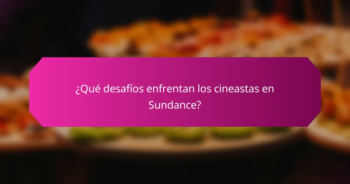 ¿Qué desafíos enfrentan los cineastas en Sundance?