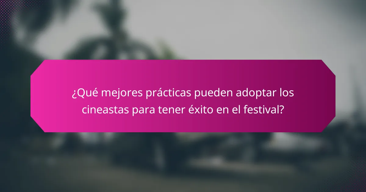 ¿Qué mejores prácticas pueden adoptar los cineastas para tener éxito en el festival?